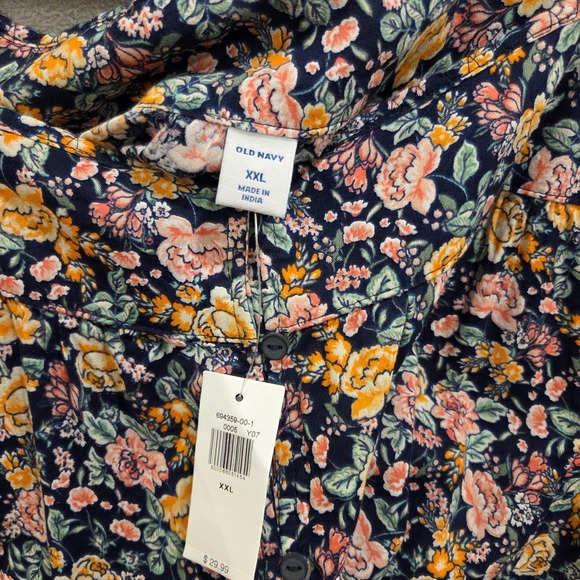 NWT Old Navy Floral Button Top Blouse Shirt Women Size XXL Casual Modern Office - Picture 4 of 6